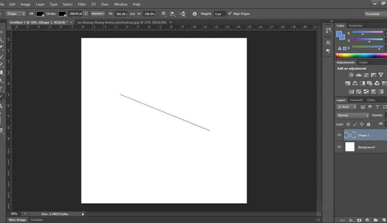 Thực hiện vẽ đường thẳng trong Photoshop cực đơn giản